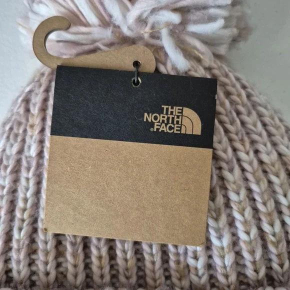 North Face Hat Beanie Kids One Size Pink Multi Color Knit Pom Cozy Winter New - Picture 6 of 6